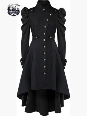 Slim Fit Long Trench Jacket Medieval Gothic Victorian Tuxedo Style